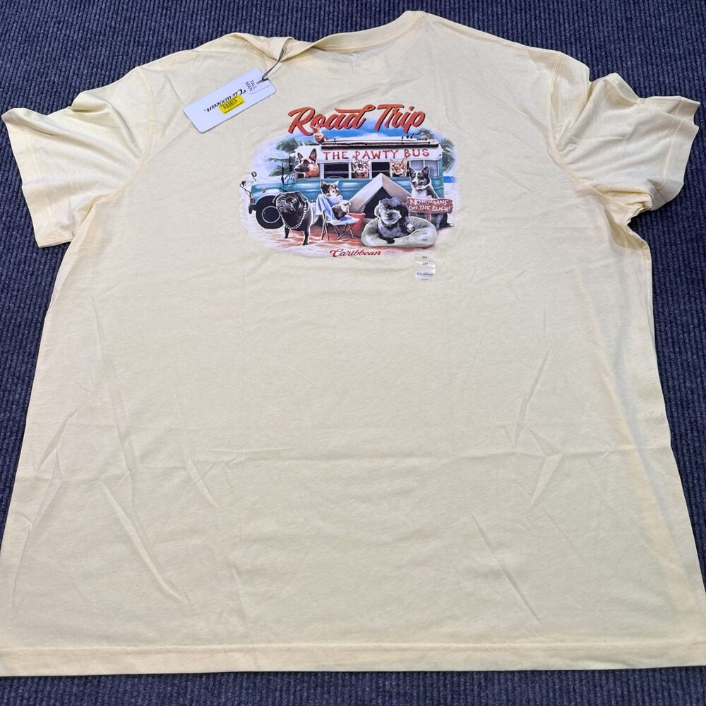 Caribbean Men's Big & Tall Tropical Graphic Tee Pawty Bus Size 3XLT Retail $40